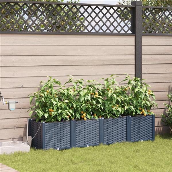 Grote foto vidaxl tuinplantbakken grijs 160 x 40 x 37.5 cm staal tuin en terras overige tuin en terras