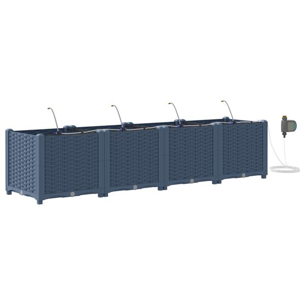 Grote foto vidaxl tuinplantbakken grijs 160 x 40 x 37.5 cm staal tuin en terras overige tuin en terras