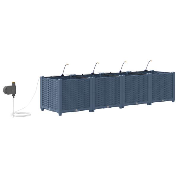 Grote foto vidaxl tuinplantbakken grijs 160 x 40 x 37.5 cm staal tuin en terras overige tuin en terras