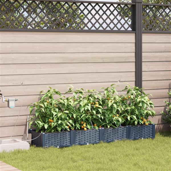 Grote foto vidaxl tuinplantbakken grijs 160 x 40 x 22 cm staal tuin en terras overige tuin en terras