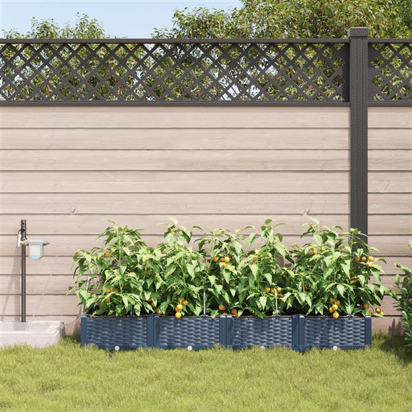 Grote foto vidaxl tuinplantbakken grijs 160 x 40 x 22 cm staal tuin en terras overige tuin en terras