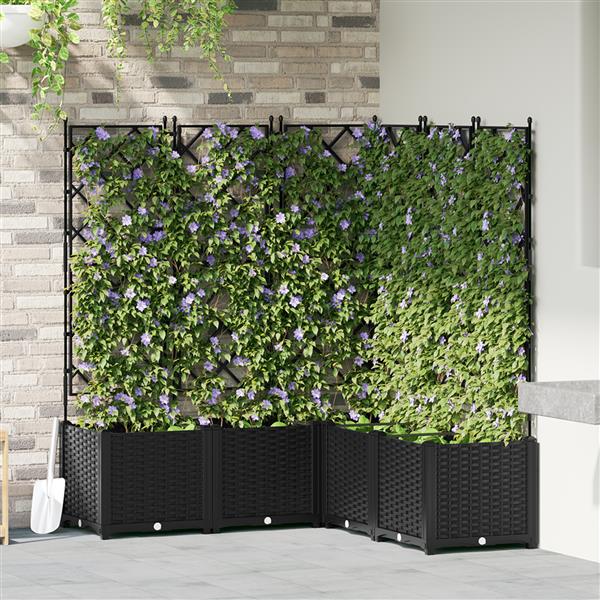 Grote foto vidaxl tuindruppel met trellis 5 pcs zwart 120 x 120 x 143 cm pp tuin en terras overige tuin en terras