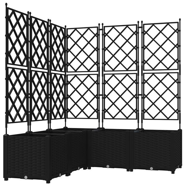 Grote foto vidaxl tuindruppel met trellis 5 pcs zwart 120 x 120 x 143 cm pp tuin en terras overige tuin en terras