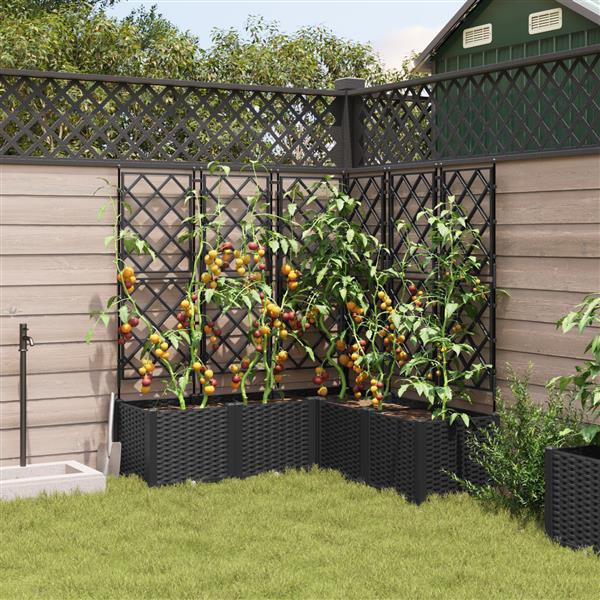 Grote foto vidaxl tuindruppel met trellis 5 pcs zwart 120 x 120 x 143 cm pp tuin en terras overige tuin en terras