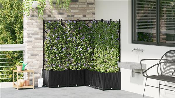 Grote foto vidaxl tuindruppel met trellis 5 pcs zwart 120 x 120 x 143 cm pp tuin en terras overige tuin en terras