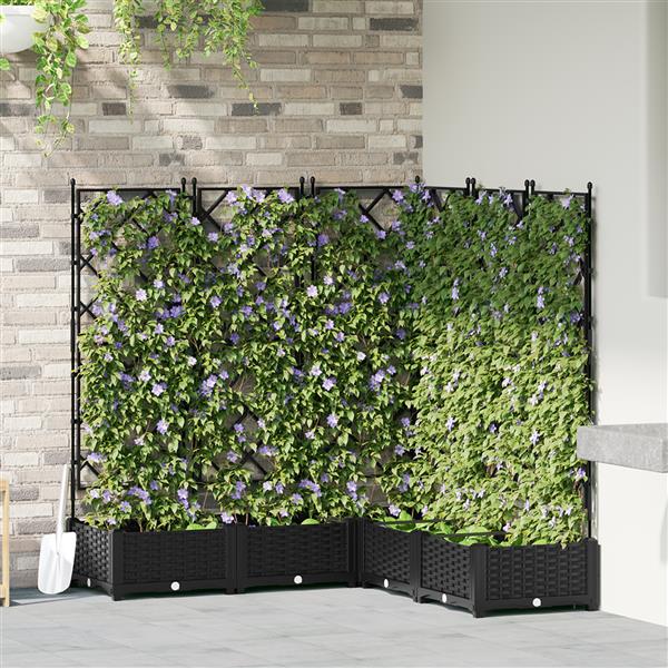 Grote foto vidaxl tuindruppel met trellis 5 pcs zwart 120 x 120 x 125 5 cm pp tuin en terras overige tuin en terras