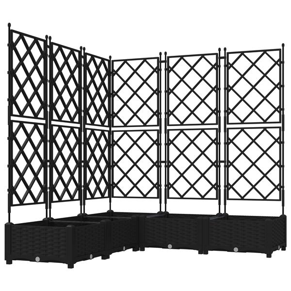 Grote foto vidaxl tuindruppel met trellis 5 pcs zwart 120 x 120 x 125 5 cm pp tuin en terras overige tuin en terras