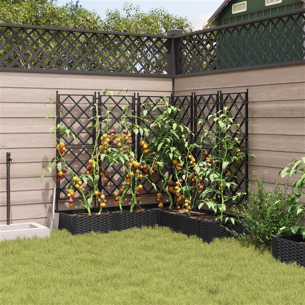 Grote foto vidaxl tuindruppel met trellis 5 pcs zwart 120 x 120 x 125 5 cm pp tuin en terras overige tuin en terras