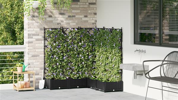 Grote foto vidaxl tuindruppel met trellis 5 pcs zwart 120 x 120 x 125 5 cm pp tuin en terras overige tuin en terras