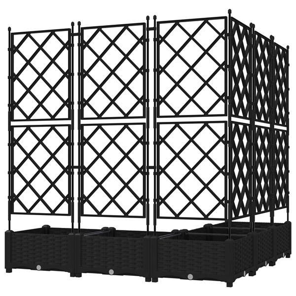 Grote foto vidaxl tuindruppel met trellis 5 pcs zwart 120 x 120 x 125 5 cm pp tuin en terras overige tuin en terras