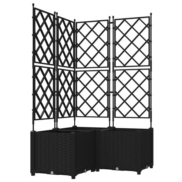 Grote foto vidaxl tuindruppel met trellis 3 pcs zwart 80 x 80 x 143 cm pp tuin en terras overige tuin en terras
