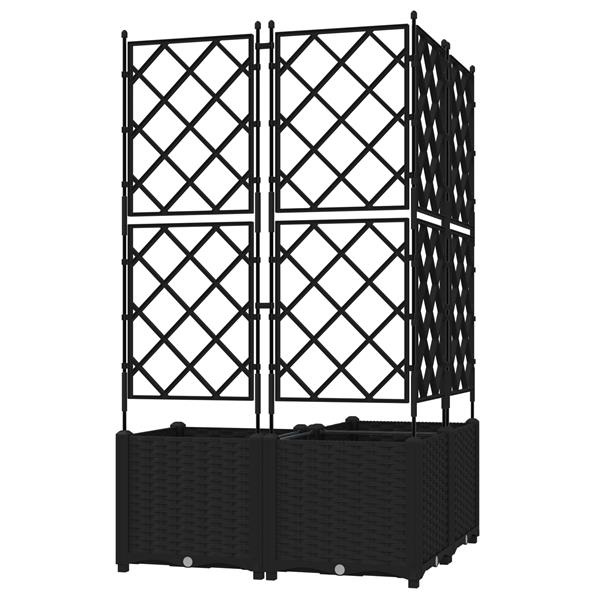 Grote foto vidaxl tuindruppel met trellis 3 pcs zwart 80 x 80 x 143 cm pp tuin en terras overige tuin en terras