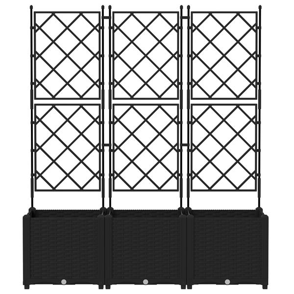 Grote foto vidaxl tuindruppel met trellis 3 pcs zwart 120 x 40 x 143 cm pp tuin en terras overige tuin en terras