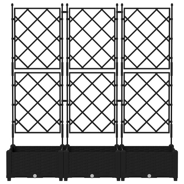 Grote foto vidaxl tuindruppel met trellis 3 pcs zwart 120 x 40 x 125 5 cm pp tuin en terras overige tuin en terras