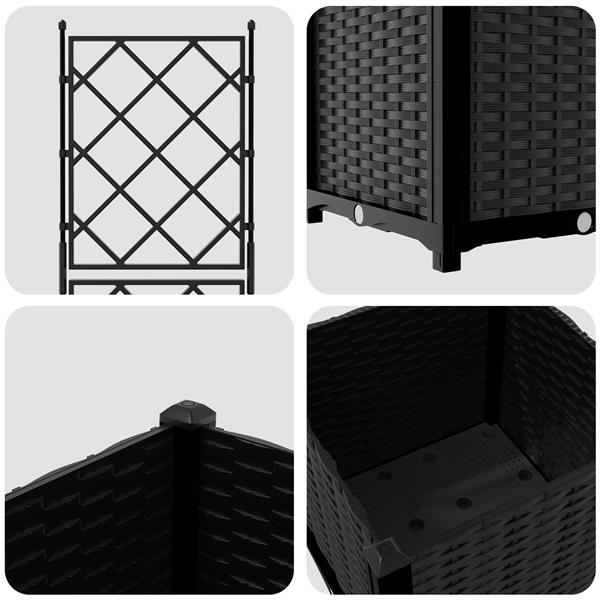 Grote foto vidaxl tuindruppel met trellis zwart 40 x 40 x 143 cm pp tuin en terras overige tuin en terras