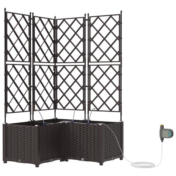 Grote foto vidaxl tuin bloempot 3 pcs bruin staal tuin en terras overige tuin en terras