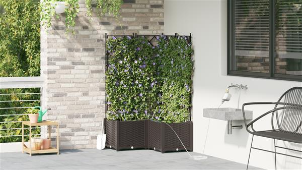 Grote foto vidaxl tuin bloempot 3 pcs bruin staal tuin en terras overige tuin en terras