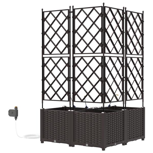 Grote foto vidaxl tuin bloempot 3 pcs bruin staal tuin en terras overige tuin en terras