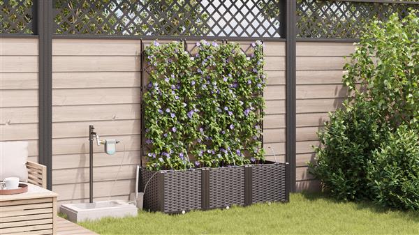 Grote foto vidaxl tuin bloempot 3 pcs bruin staal tuin en terras overige tuin en terras