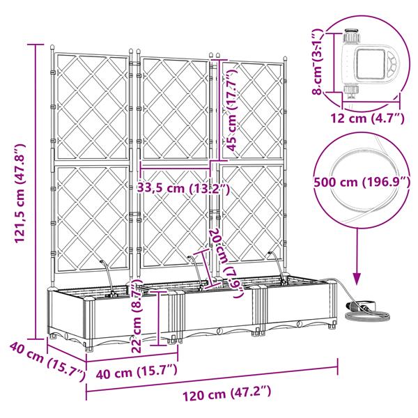 Grote foto vidaxl tuinplantbakken bruin 120 x 40 x 126 cm staal tuin en terras overige tuin en terras