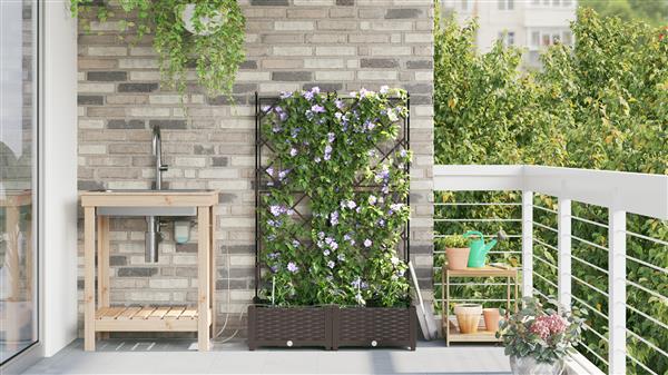 Grote foto vidaxl tuin bloempot 2 pcs bruin staal tuin en terras overige tuin en terras