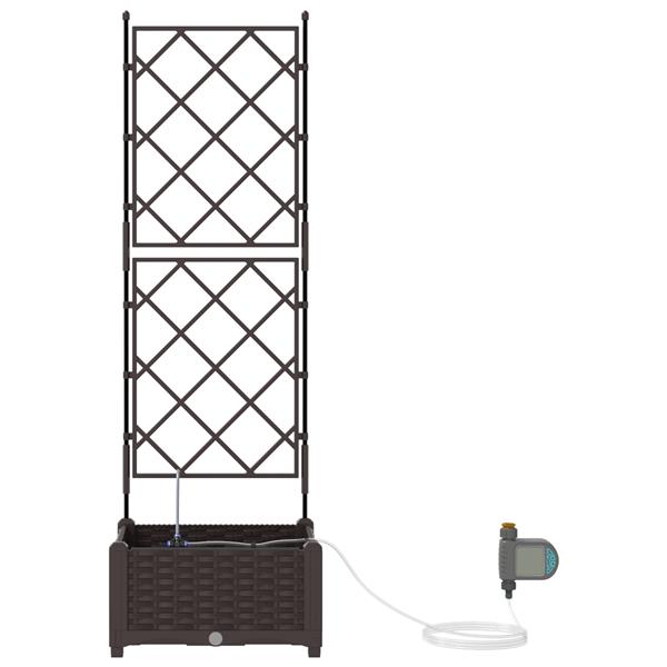 Grote foto vidaxl tuin bloempot bruin 40 x 40 x 126 cm staal tuin en terras overige tuin en terras