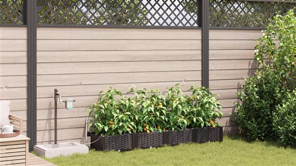 Grote foto vidaxl tuin bloempot 4 pcs bruin staal tuin en terras overige tuin en terras