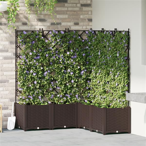 Grote foto vidaxl tuin bloempot 5 pcs bruin 120 x 120 x 143 cm staal tuin en terras overige tuin en terras