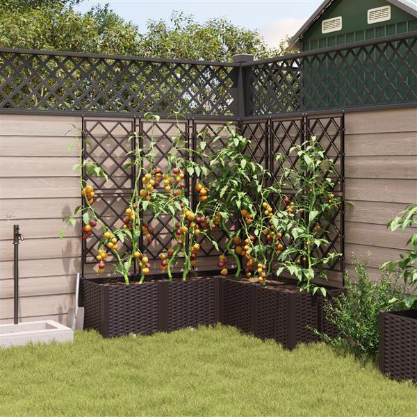 Grote foto vidaxl tuin bloempot 5 pcs bruin 120 x 120 x 143 cm staal tuin en terras overige tuin en terras