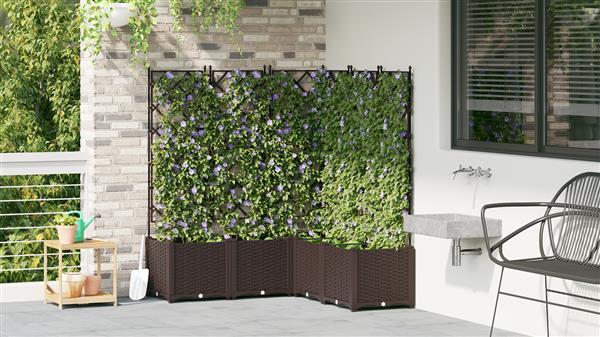 Grote foto vidaxl tuin bloempot 5 pcs bruin 120 x 120 x 143 cm staal tuin en terras overige tuin en terras