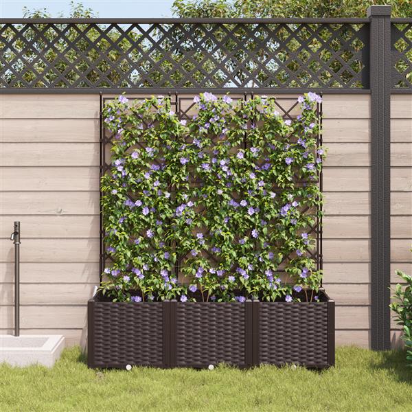 Grote foto vidaxl tuin bloempot 3 pcs bruin 120 x 40 x 143 cm staal tuin en terras overige tuin en terras