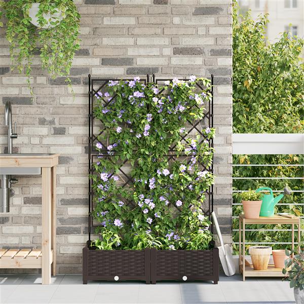 Grote foto vidaxl tuindruppel met trellis 2 pcs bruin 80 x 40 x 125 5 cm pp tuin en terras overige tuin en terras