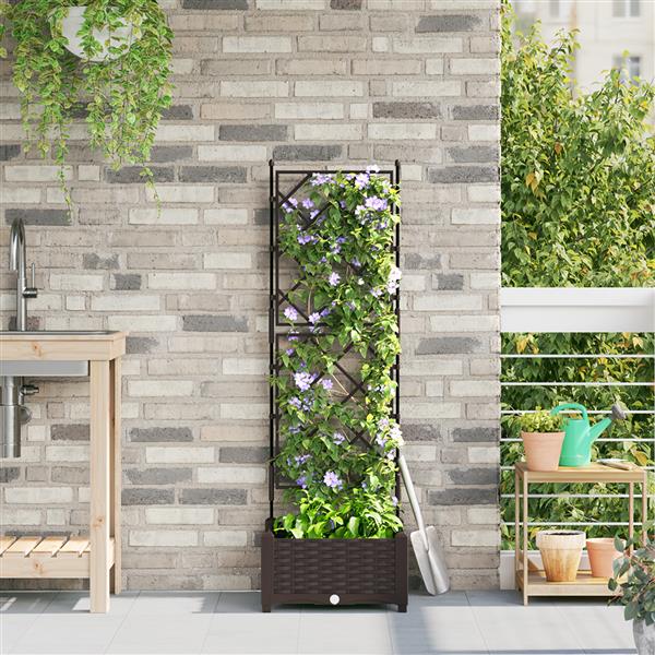 Grote foto vidaxl tuindruppel met trellis bruin 40 x 40 x 125 5 cm pp tuin en terras overige tuin en terras
