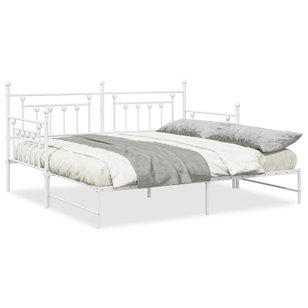 Grote foto vidaxl bedframe voor een daybed met hoofdeinde wit 100 x 200 cm staal antiek en kunst stoelen en banken