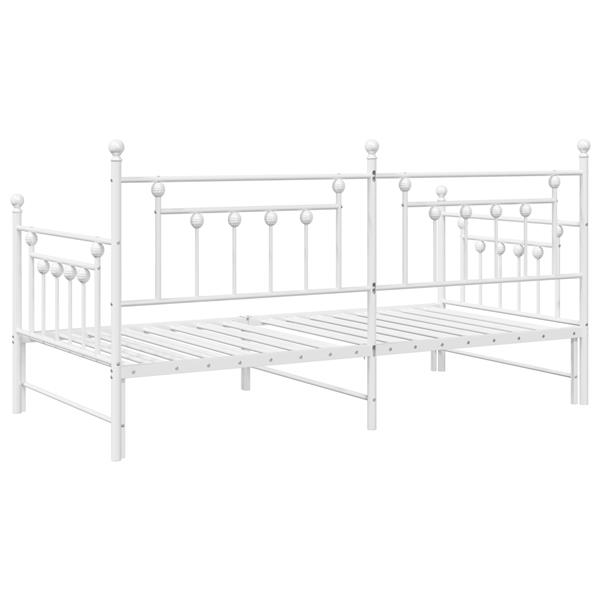 Grote foto vidaxl bedframe voor een daybed met hoofdeinde wit 100 x 200 cm staal antiek en kunst stoelen en banken