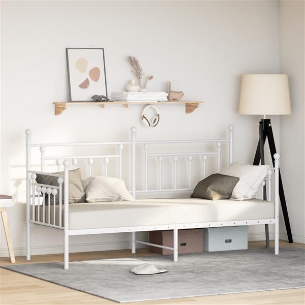 Grote foto vidaxl bedframe voor een daybed met hoofdeinde wit 80 x 200 cm staal antiek en kunst stoelen en banken
