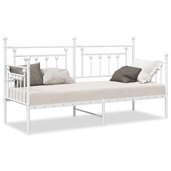 Grote foto vidaxl bedframe voor een daybed met hoofdeinde wit 80 x 200 cm staal antiek en kunst stoelen en banken