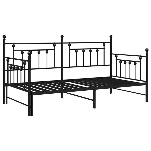 Grote foto vidaxl bedframe voor een daybed met hoofdeinde zwart 90 x 200 cm staal antiek en kunst stoelen en banken
