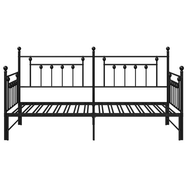 Grote foto vidaxl bedframe voor een daybed met hoofdeinde zwart 90 x 200 cm staal antiek en kunst stoelen en banken