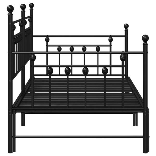 Grote foto vidaxl bedframe voor een daybed met hoofdeinde zwart 90 x 200 cm staal antiek en kunst stoelen en banken
