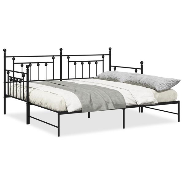 Grote foto vidaxl bedframe voor een daybed met hoofdeinde zwart 90 x 190 cm staal antiek en kunst stoelen en banken