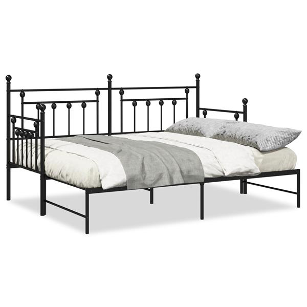 Grote foto vidaxl bedframe voor een daybed met hoofdeinde zwart 75 x 190 cm staal antiek en kunst stoelen en banken