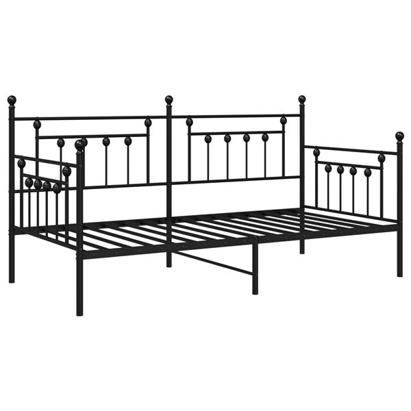 Grote foto vidaxl bedframe voor een daybed met hoofdeinde zwart 90 x 190 cm staal antiek en kunst stoelen en banken