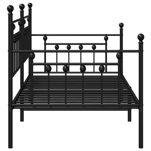 Grote foto vidaxl bedframe voor een daybed met hoofdeinde zwart 90 x 190 cm staal antiek en kunst stoelen en banken