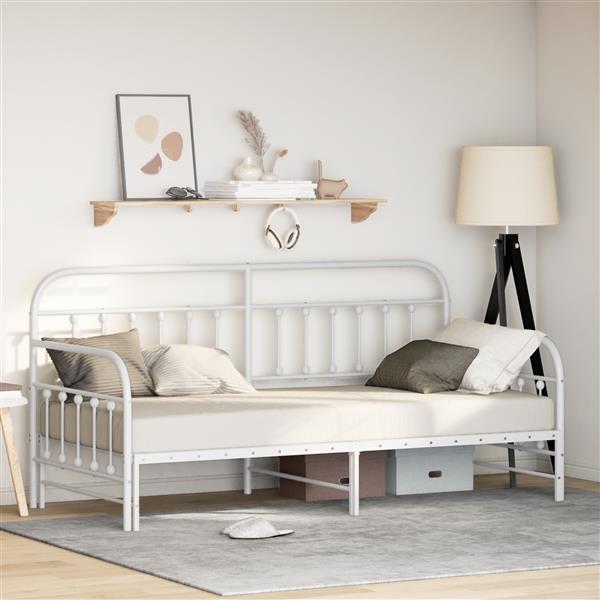 Grote foto vidaxl bedframe voor een daybed met hoofdeinde wit 90 x 200 cm staal antiek en kunst stoelen en banken