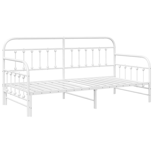 Grote foto vidaxl bedframe voor een daybed met hoofdeinde wit 90 x 200 cm staal antiek en kunst stoelen en banken