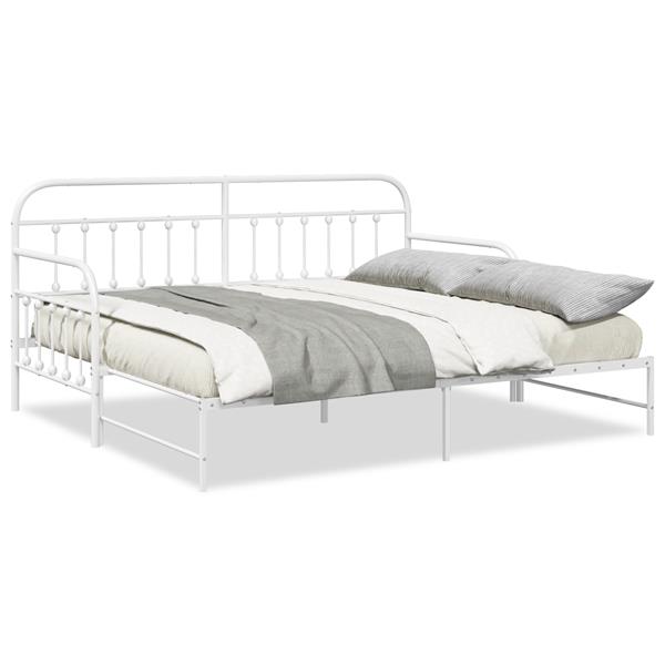 Grote foto vidaxl bedframe voor een daybed met hoofdeinde wit 90 x 200 cm staal antiek en kunst stoelen en banken