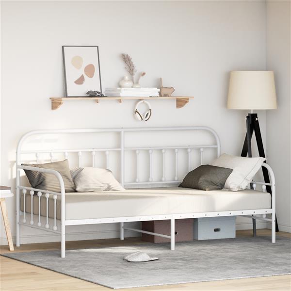 Grote foto vidaxl bedframe voor een daybed met hoofdeinde wit 90 x 190 cm staal antiek en kunst stoelen en banken