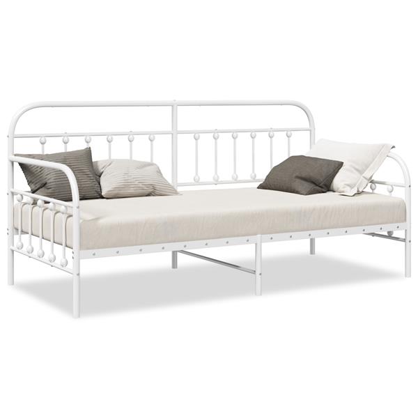 Grote foto vidaxl bedframe voor een daybed met hoofdeinde wit 90 x 190 cm staal antiek en kunst stoelen en banken