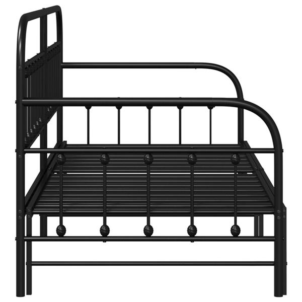 Grote foto vidaxl bedframe voor een daybed met hoofdeinde zwart 90 x 190 cm staal antiek en kunst stoelen en banken